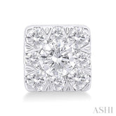 1/6 ctw Lovebright Petite Square Shape Round Cut Diamond Fashion Stud Earring in 10K White Gold